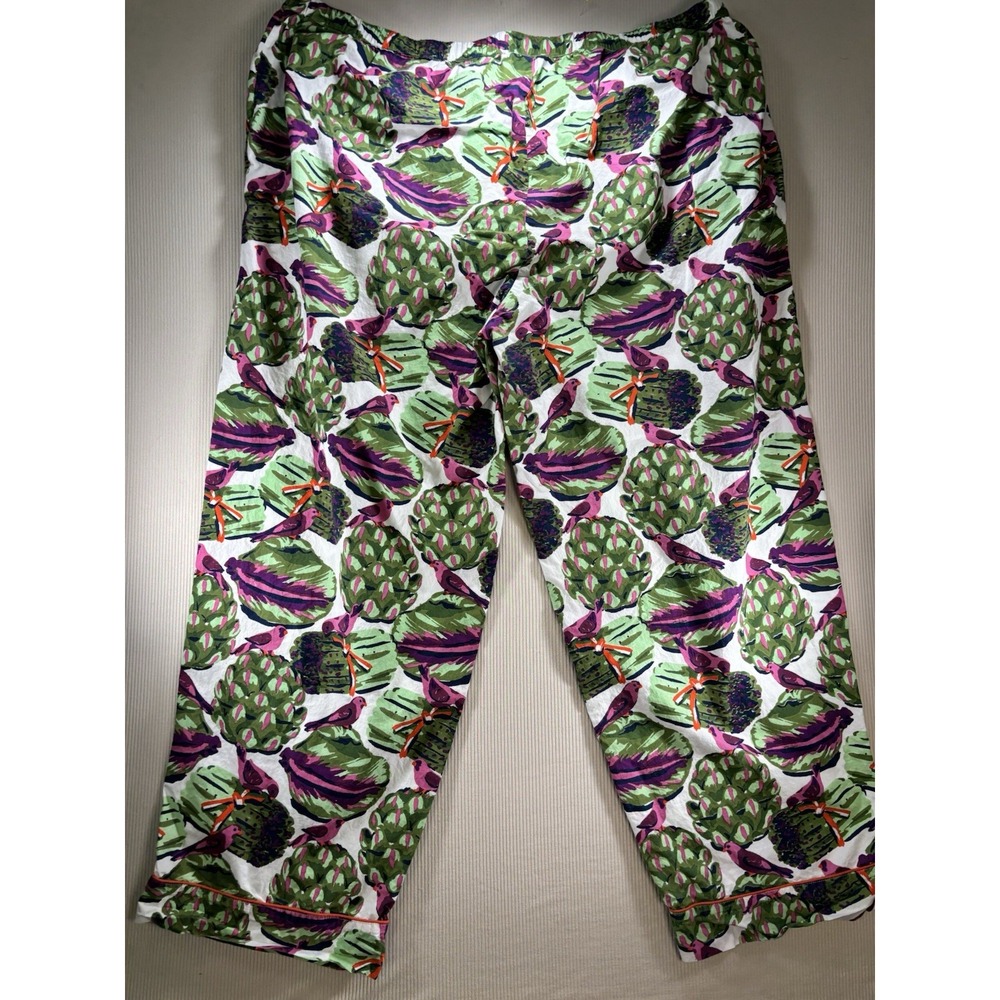 Printfresh Organic Cotton Long Pajama Set "Eat Your Asparagus " Womens 2X EUC - Picture 14 of 15